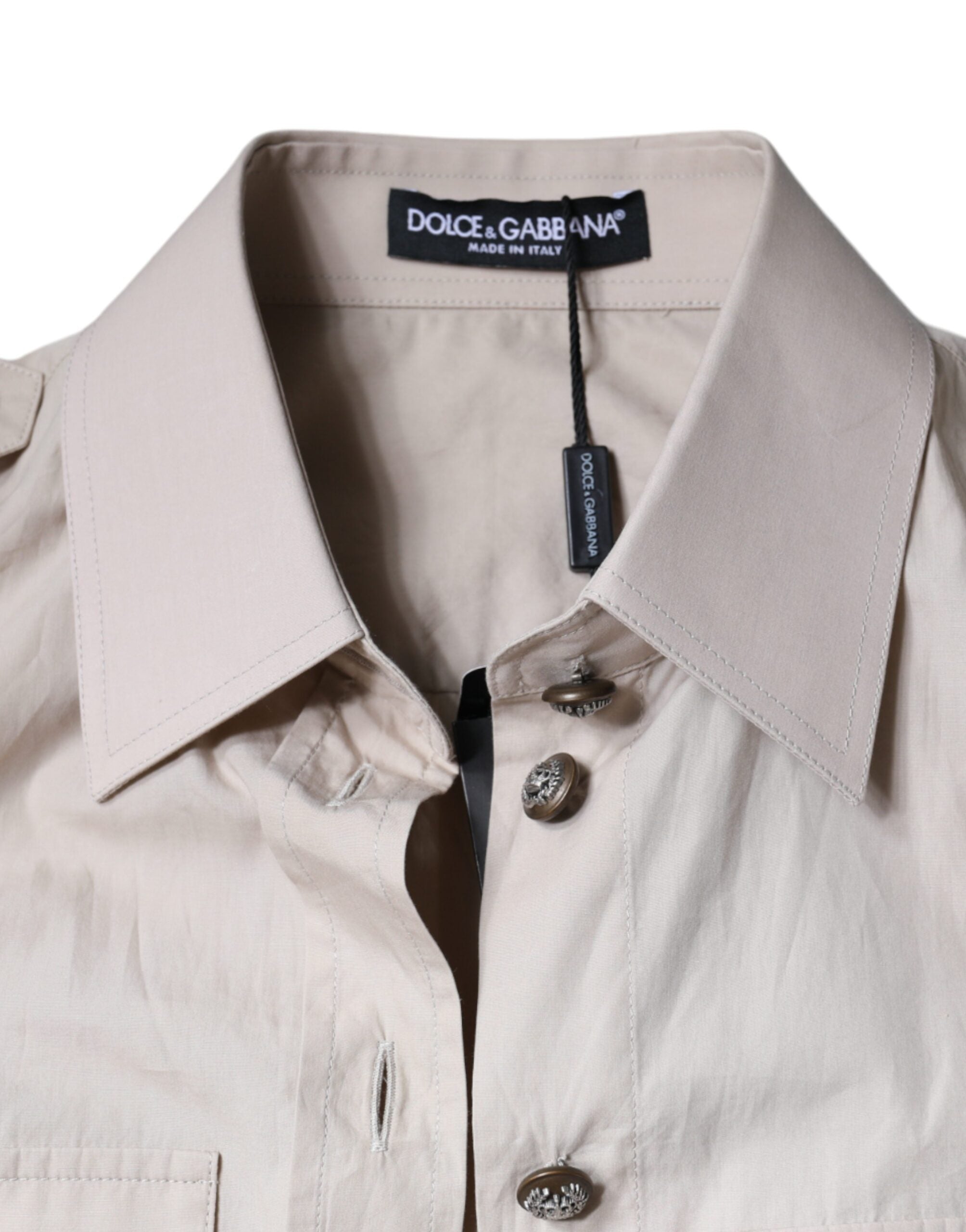 Dolce & Gabbana Beige Cotton Collared Button Down Shirt Women's Top