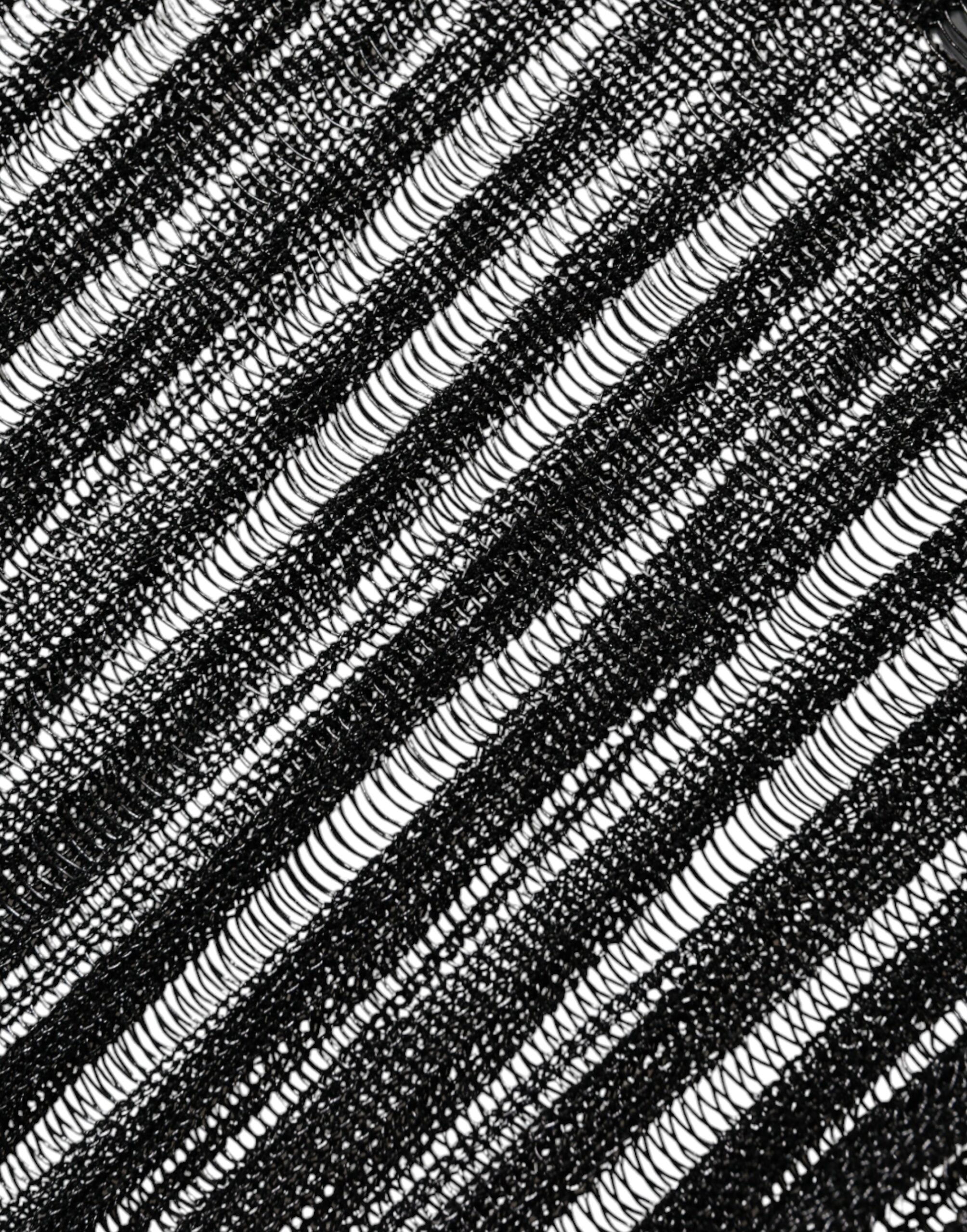 Dolce & Gabbana Black Stripe See Through Long Sleeves Women's Top