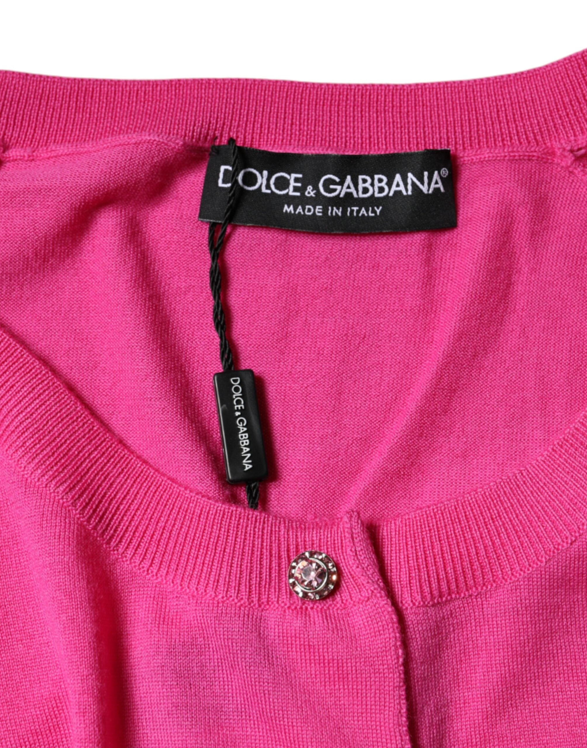 Dolce & Gabbana Pink Wool Button Down Short Sleeve Blouse Women's Top
