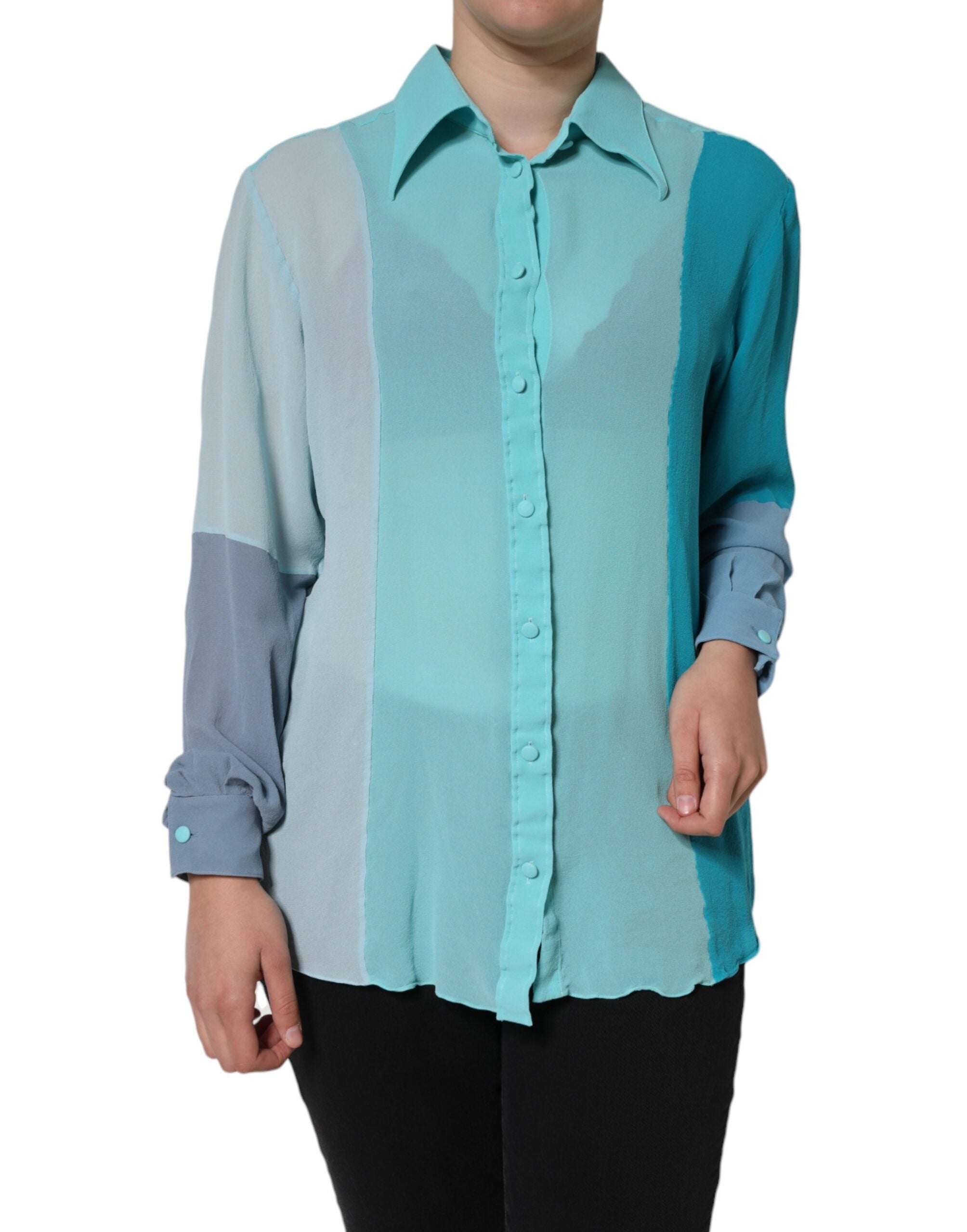 Dolce & Gabbana Multicolor Long Sleeve Button Blouse Women's Top
