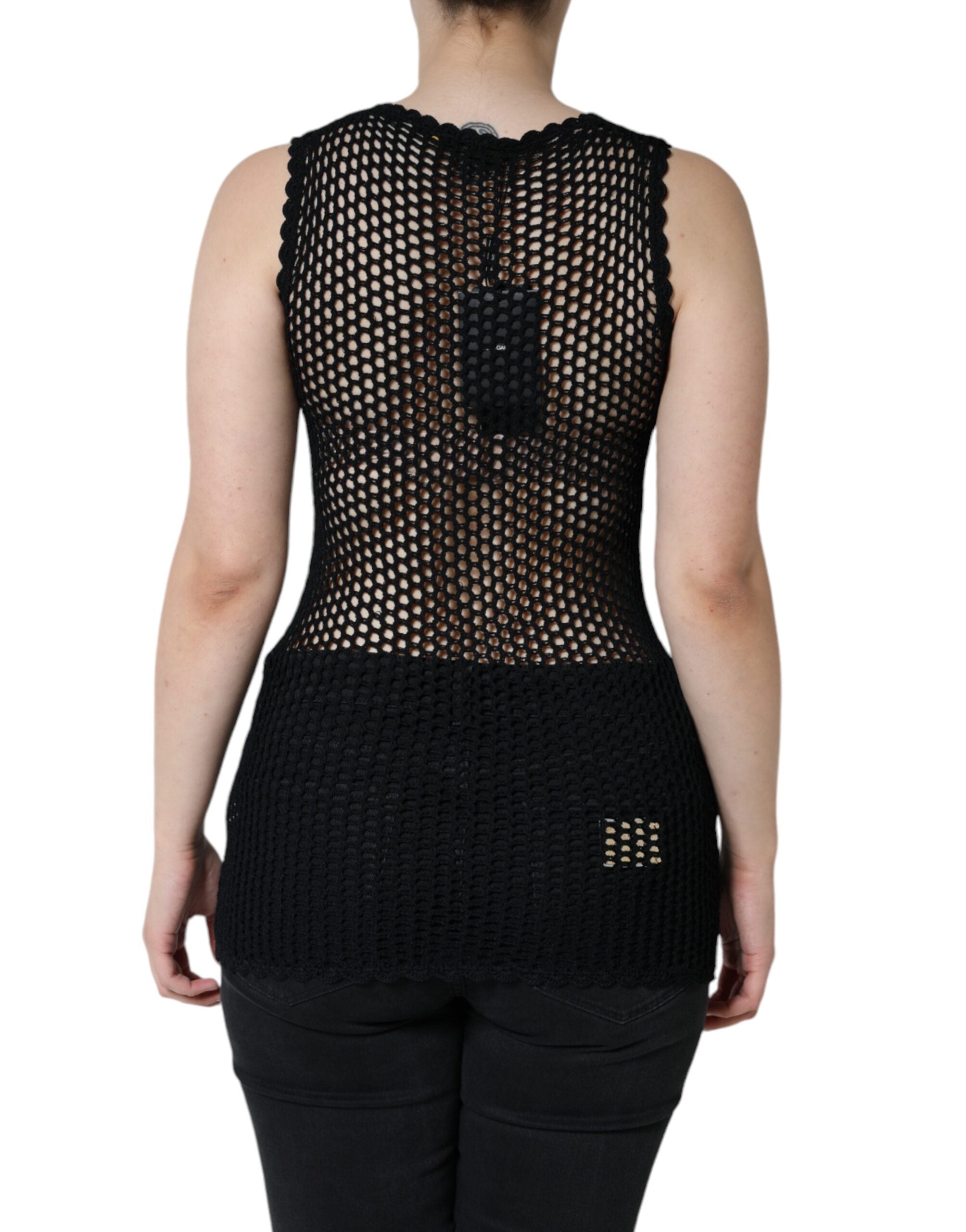 Dolce & Gabbana Black Mesh See Through Sleeveless Tank Women's Top