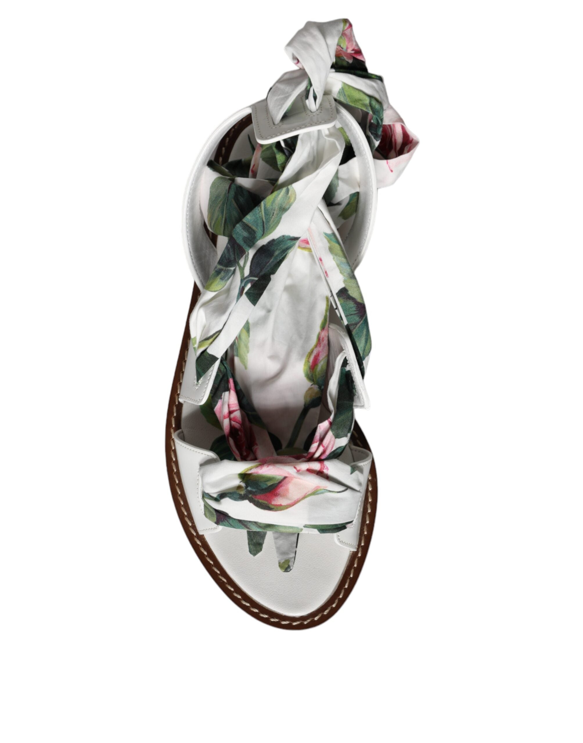 Dolce & Gabbana Multicolor Floral Print Ankle Wrap Sandals Women's Shoes