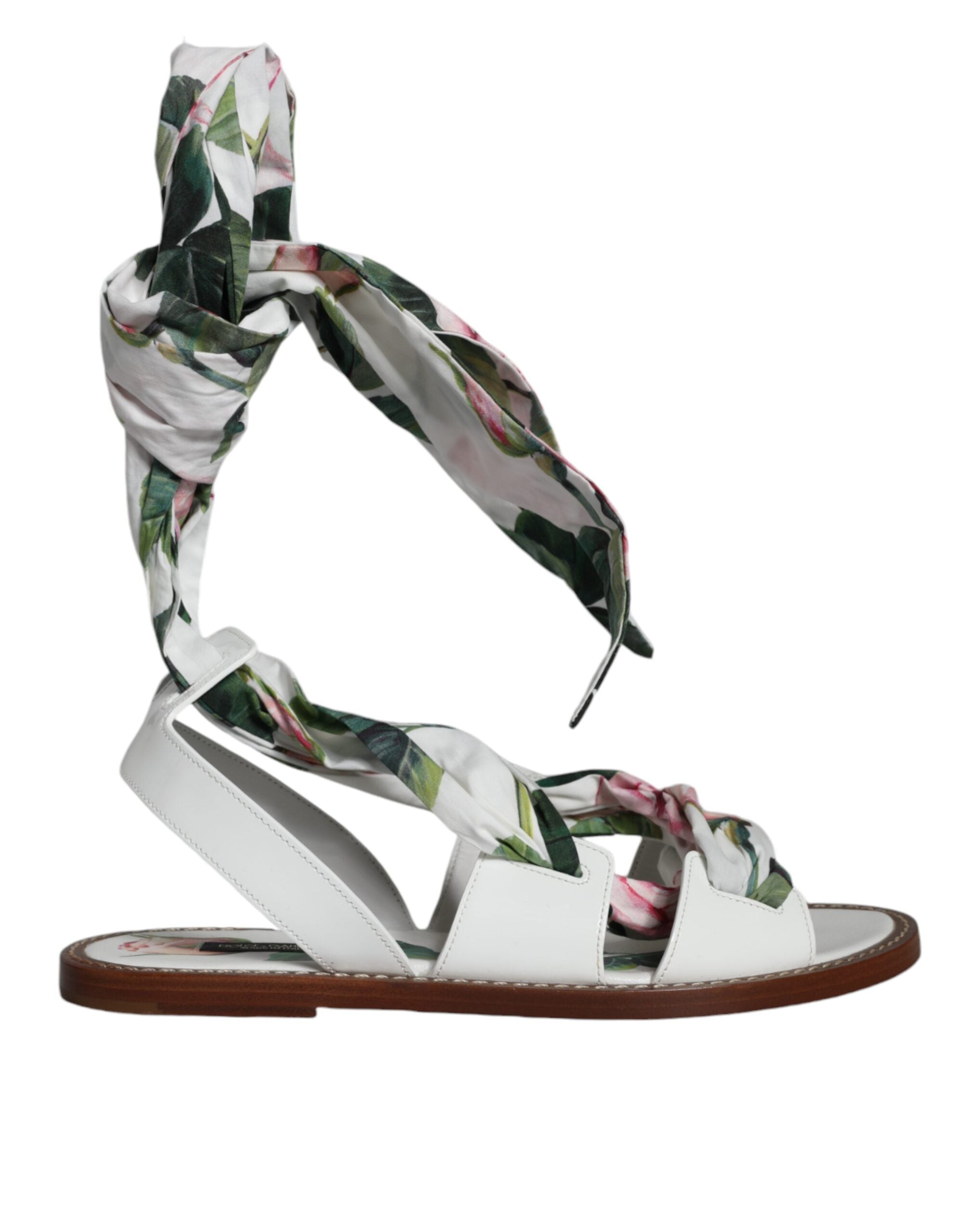 Dolce & Gabbana Multicolor Floral Print Ankle Wrap Sandals Women's Shoes