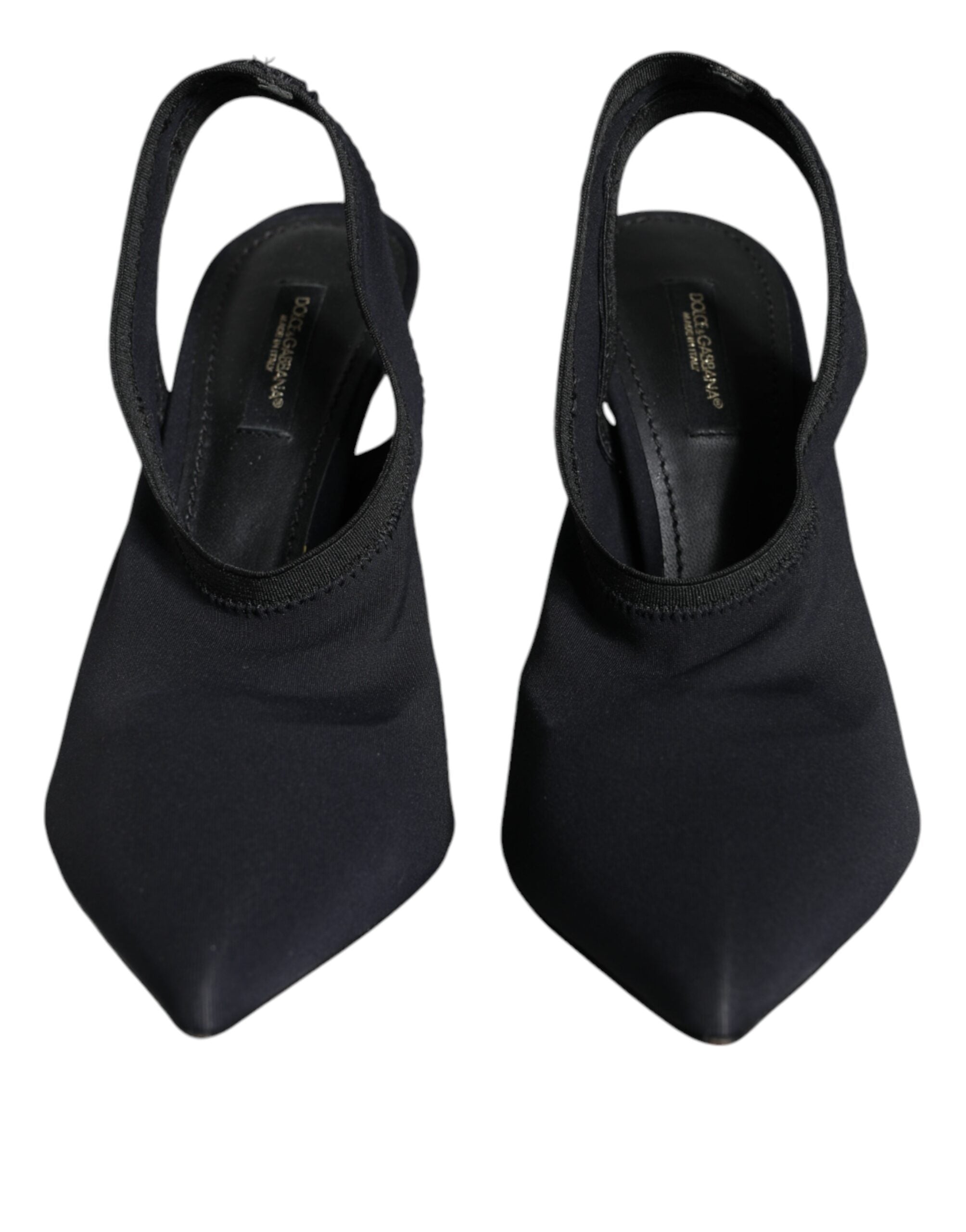 Dolce & Gabbana Black Jersey Stretch Heels Slingback Women's Shoes (Pre-Owned)