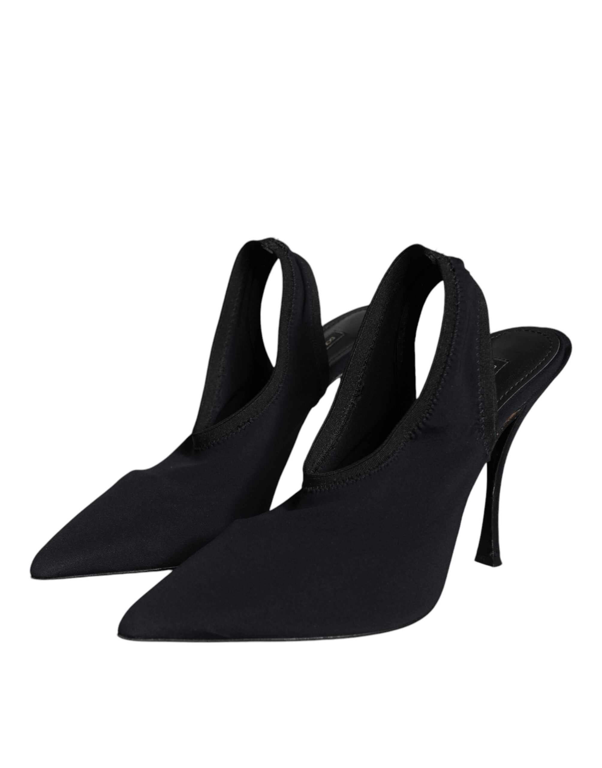 Dolce & Gabbana Black Jersey Stretch Heels Slingback Women's Shoes (Pre-Owned)