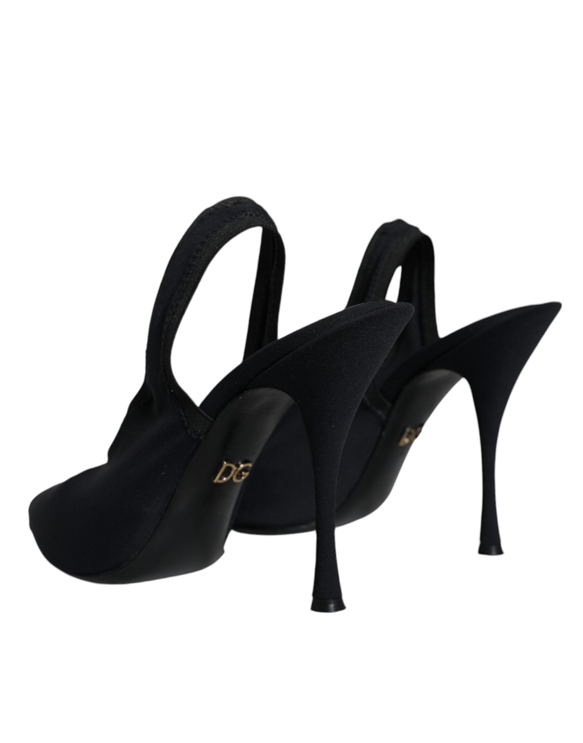 Dolce & Gabbana Black Jersey Stretch Heels Slingback Women's Shoes (Pre-Owned)