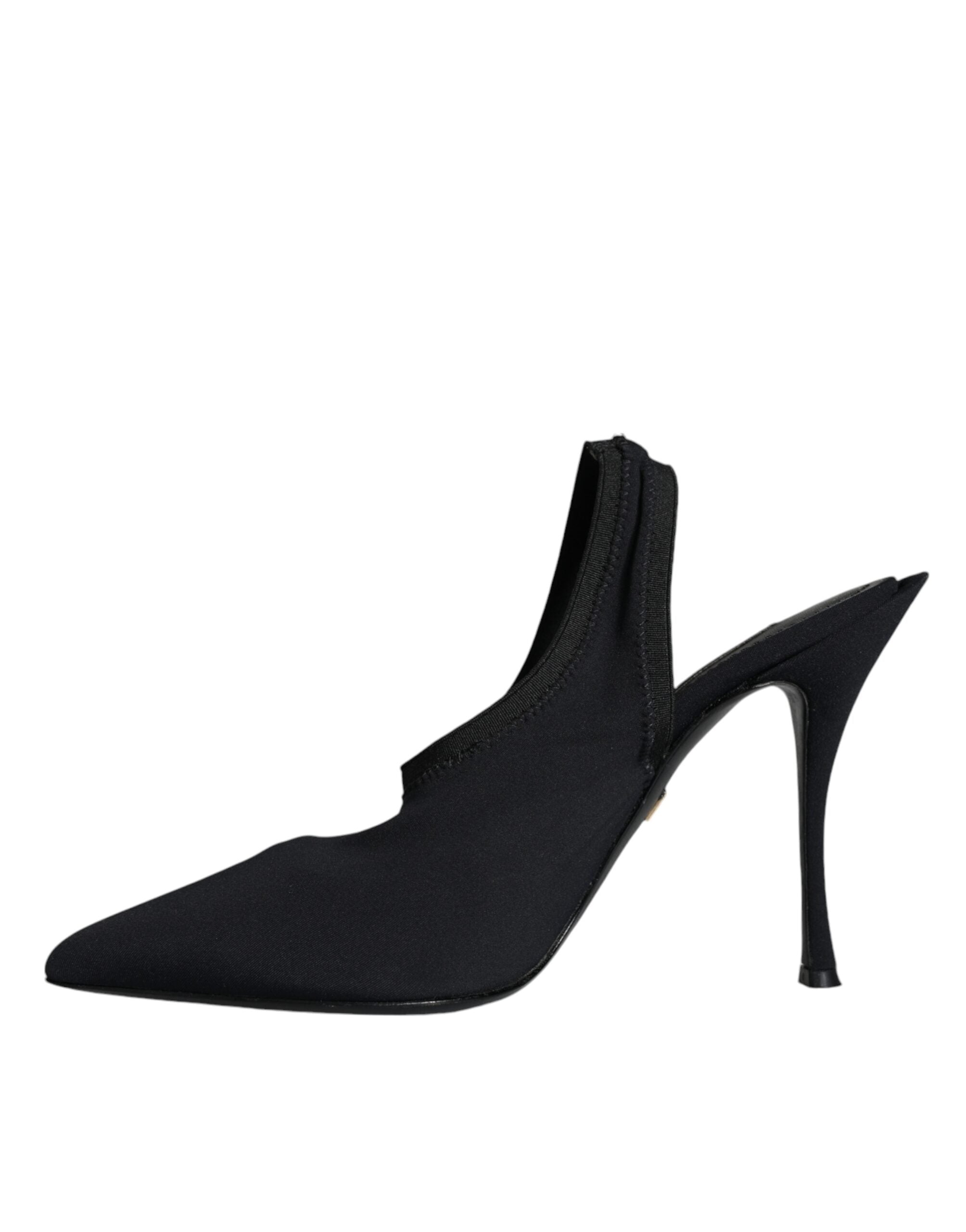 Dolce & Gabbana Black Jersey Stretch Heels Slingback Women's Shoes (Pre-Owned)