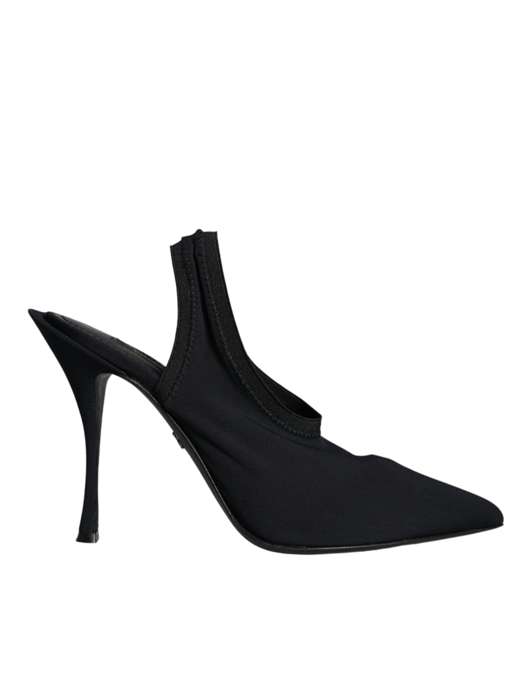 Dolce & Gabbana Black Jersey Stretch Heels Slingback Women's Shoes (Pre-Owned)