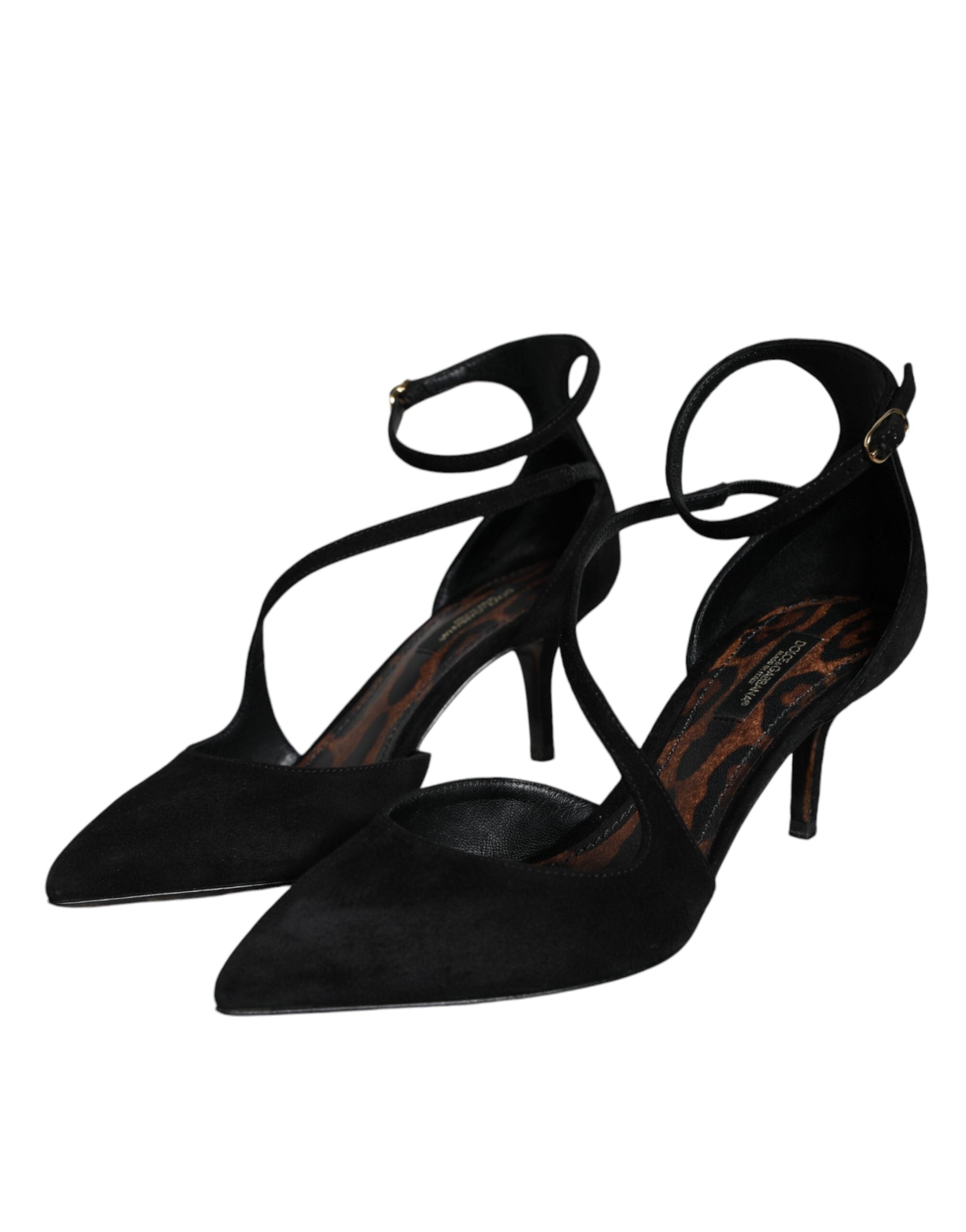 Dolce & Gabbana Black Suede Ankle Strap Pumps Heels Women's Shoes (Pre-Owned)