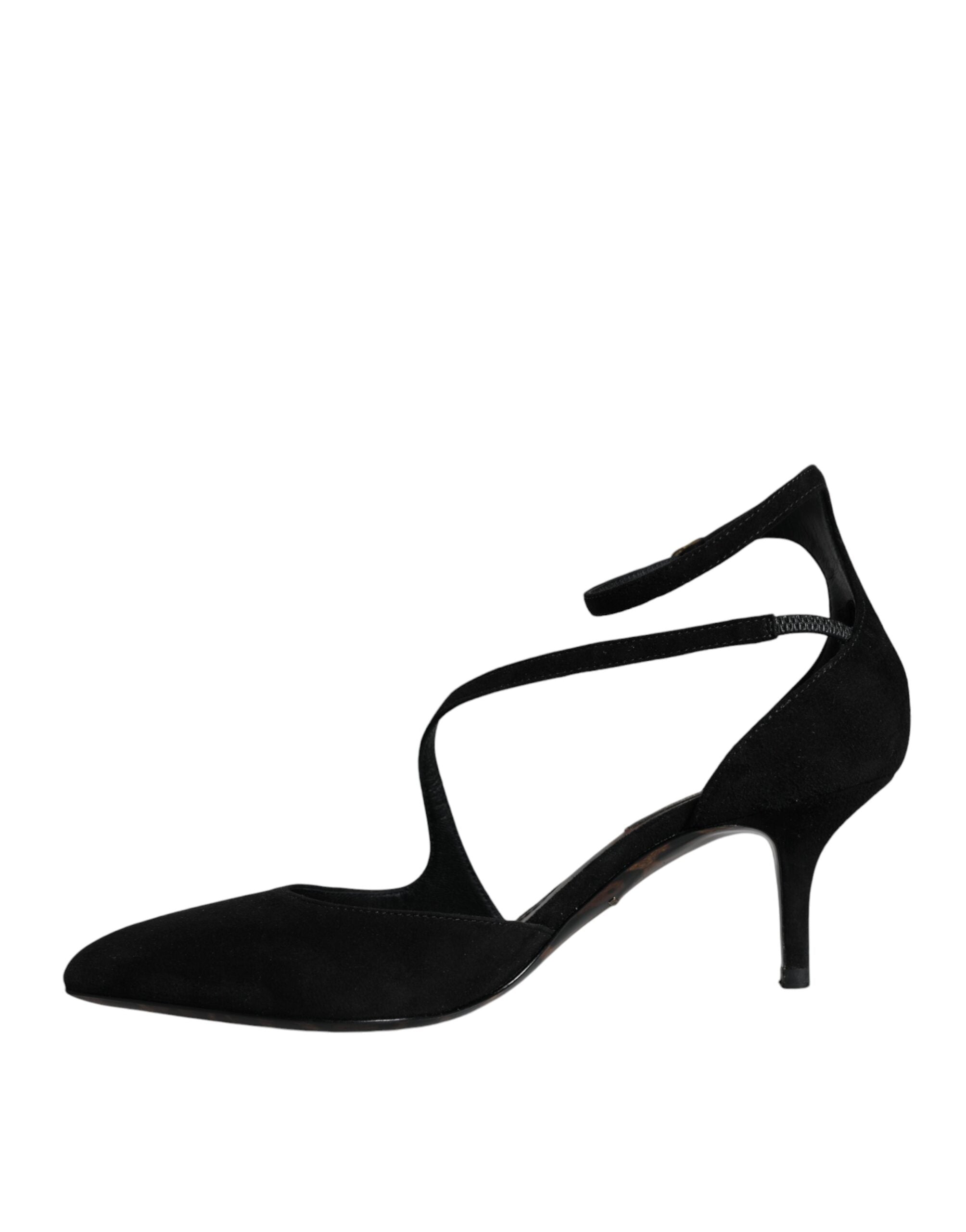 Dolce & Gabbana Black Suede Ankle Strap Pumps Heels Women's Shoes (Pre-Owned)