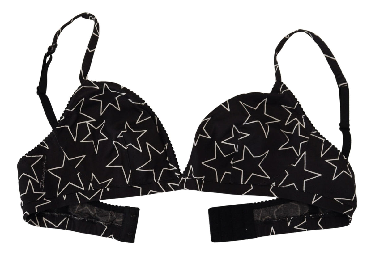 Dolce & Gabbana Black Millennials Star Non Wire Cotton Bra Women's Underwear