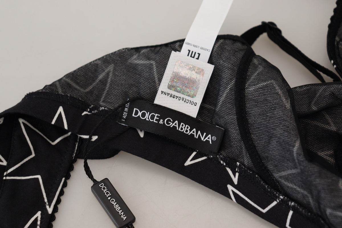 Dolce & Gabbana Black Millennials Star Non Wire Cotton Bra Women's Underwear
