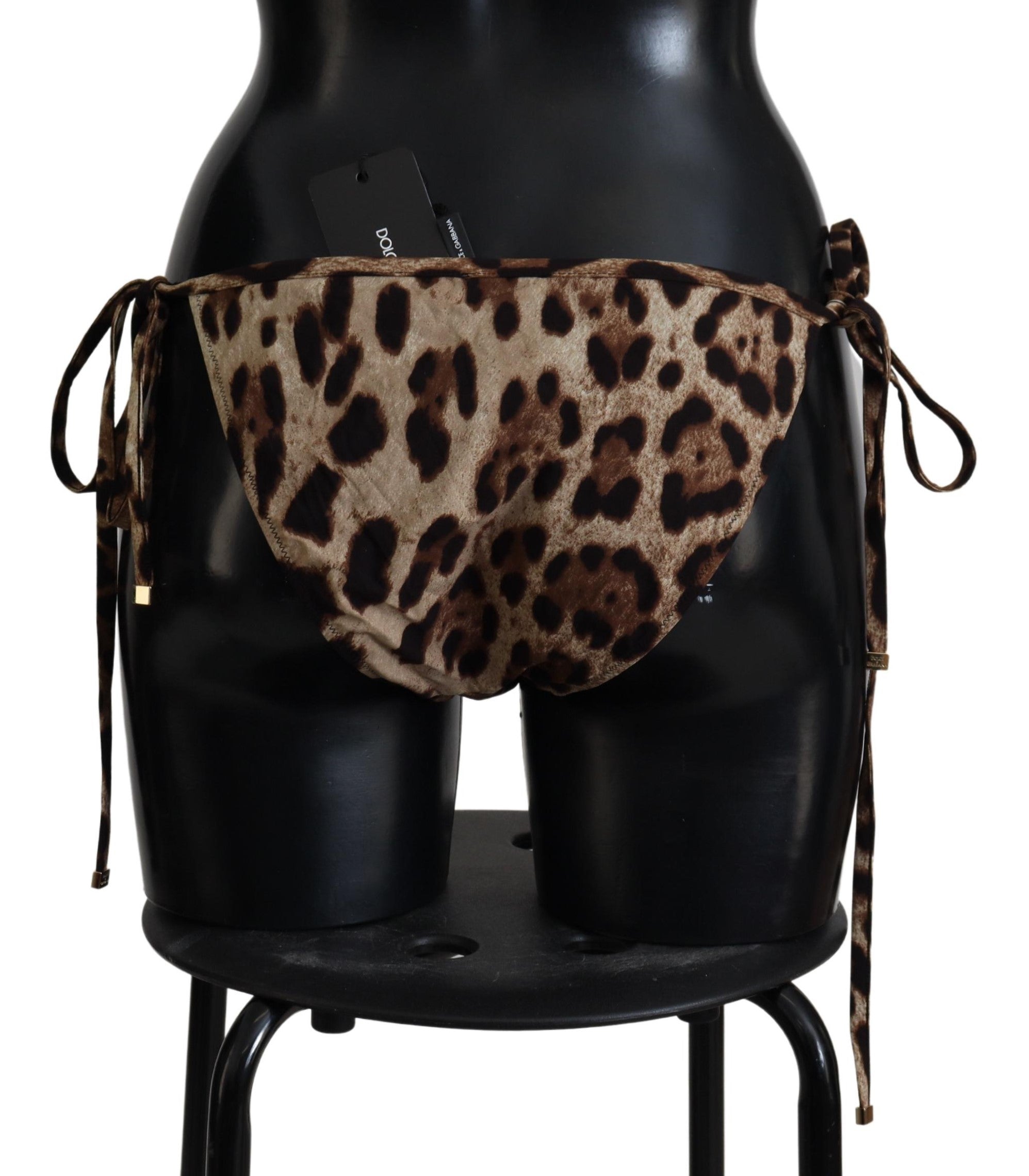 Dolce & Gabbana Brown Leopard Print Swimsuit Swimwear Bikini Women's Bottom