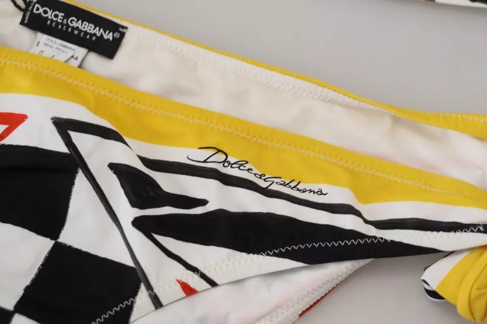 Dolce & Gabbana White Blue Cotton Striped Button Fly Shorts Men's Swimwear