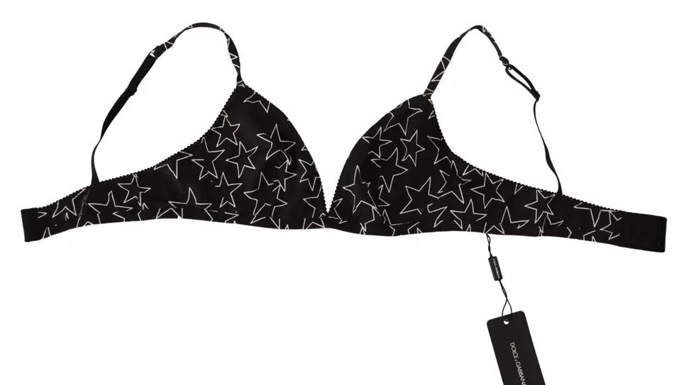 Dolce & Gabbana Black Millennials Star Non Wire Cotton Bra Women's Underwear