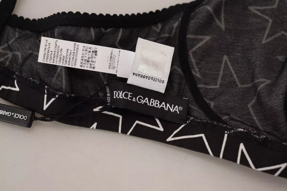 Dolce & Gabbana Black Millennials Star Non Wire Cotton Bra Women's Underwear