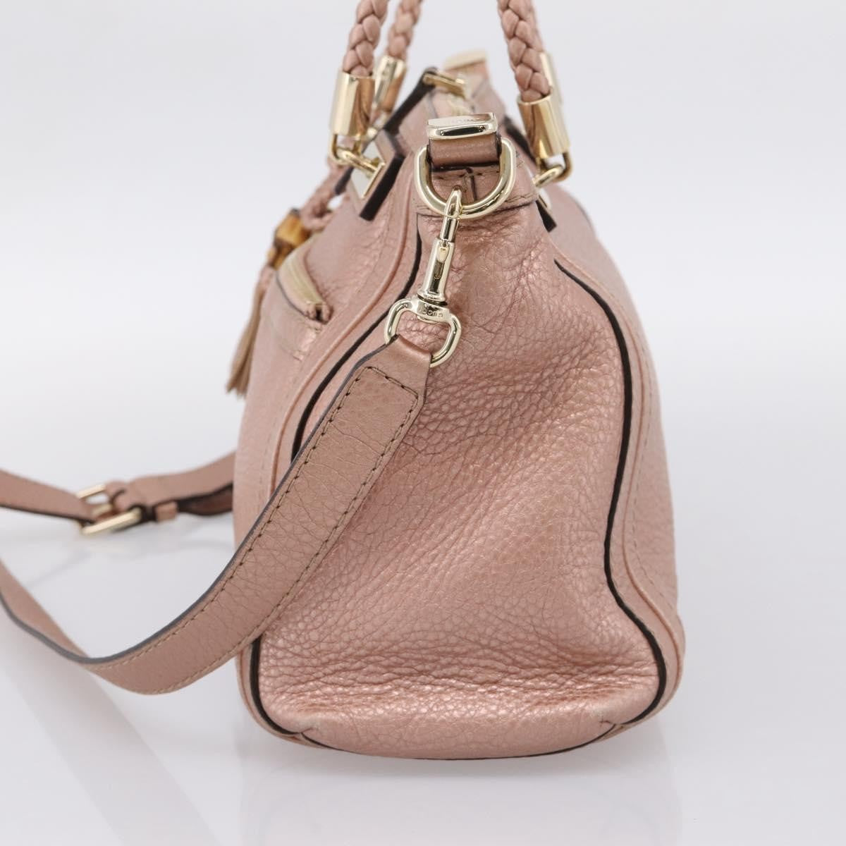 Gucci Bella Convertible Top Handle Leather Pink Leather Handbag (Pre-Owned)