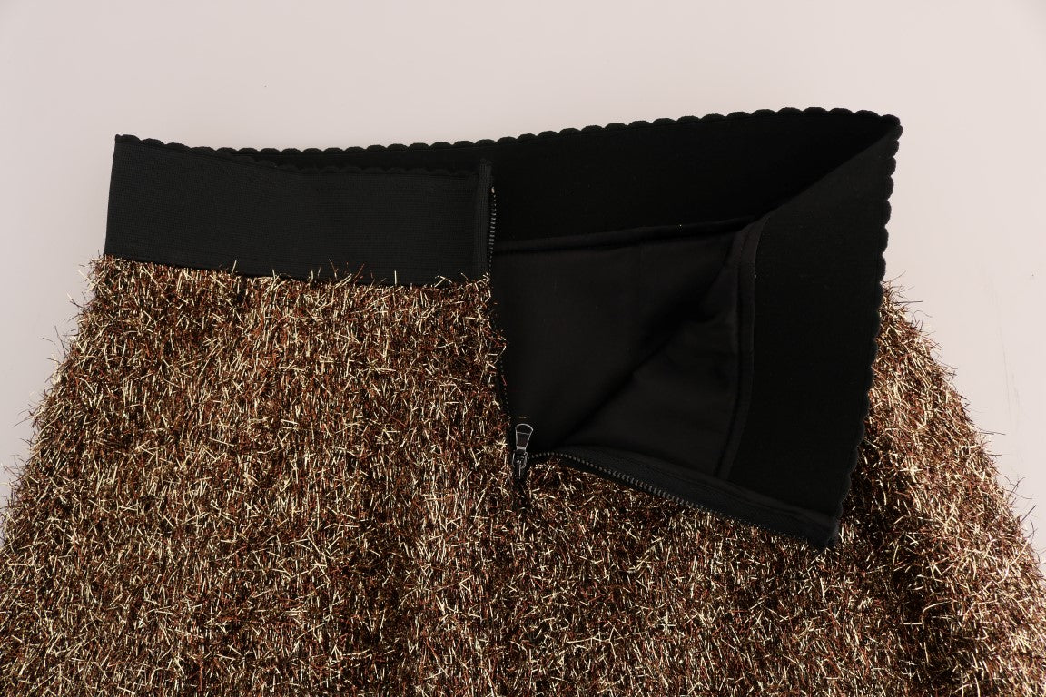 Dolce & Gabbana Gold Black Short Mini Women's Skirt