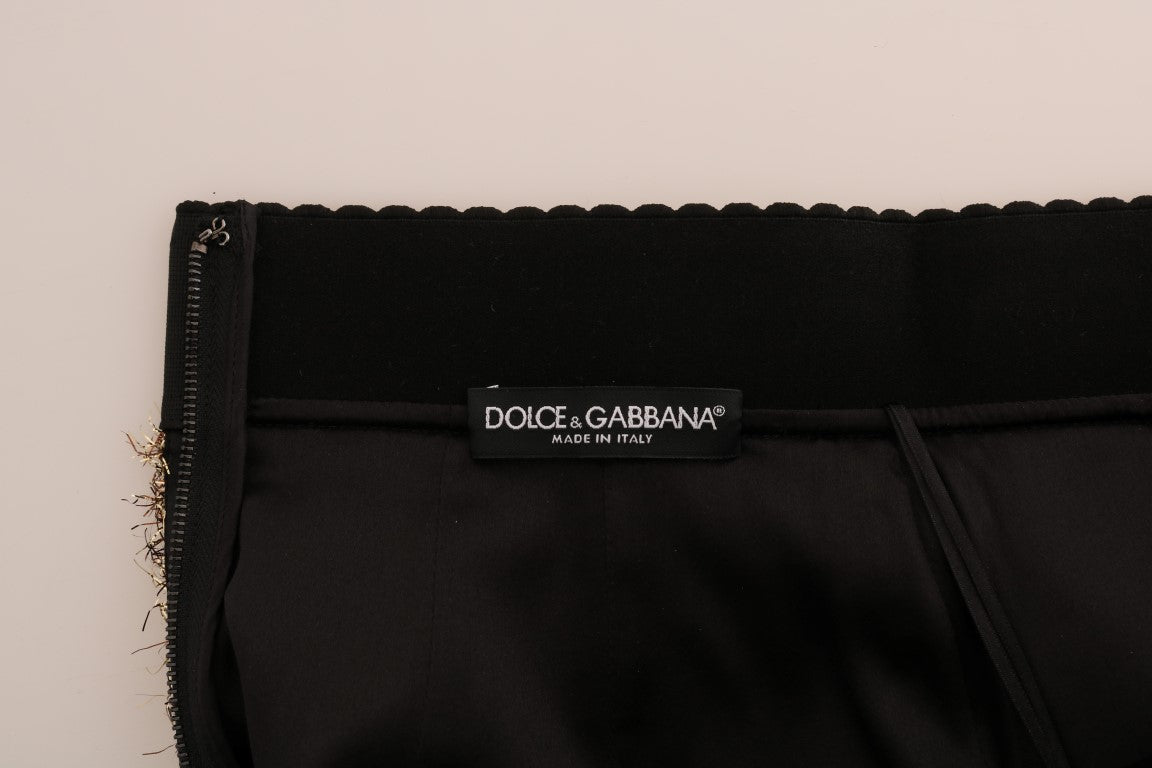 Dolce & Gabbana Gold Black Short Mini Women's Skirt