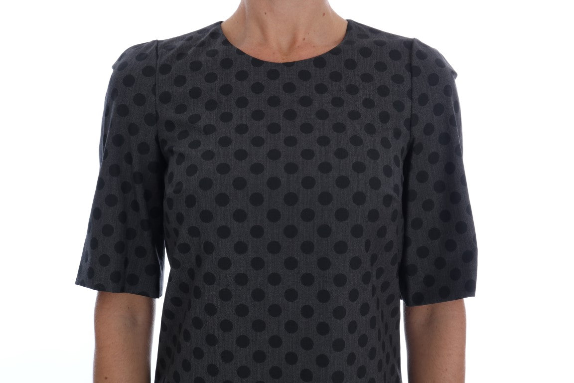 Dolce & Gabbana Gray Polka Dotted Wool Stretch Women's Dress