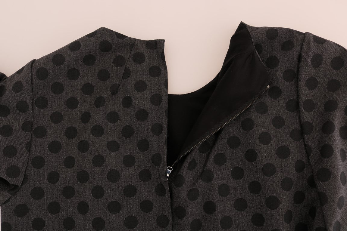 Dolce & Gabbana Gray Polka Dotted Wool Stretch Women's Dress