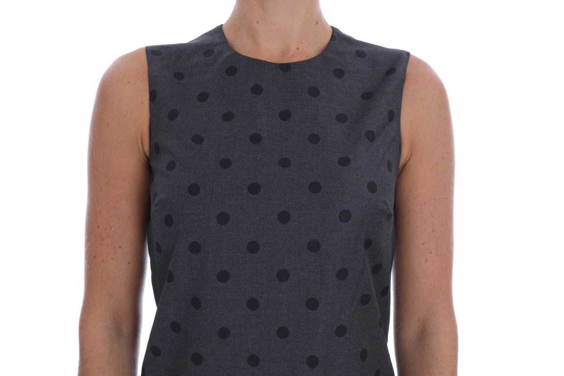 Dolce & Gabbana Gray Polka Dotted Sheath Wool Women's Dress