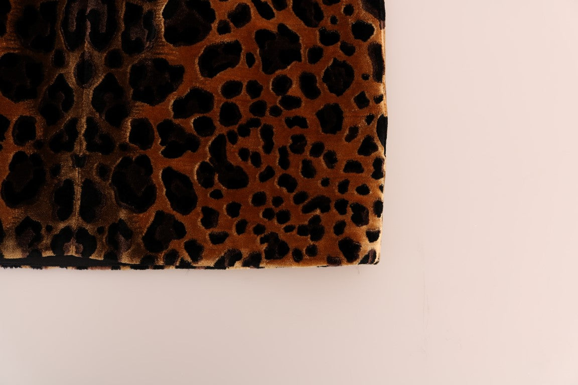 Dolce & Gabbana Brown Leopard Print Silk Sheath Women's Dress