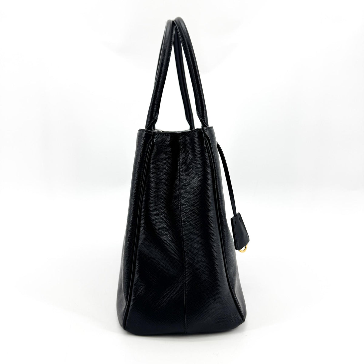 Prada Galleria Double Zip Spazzolato Leather Black Leather Tote Bag Bag (Pre-Owned)