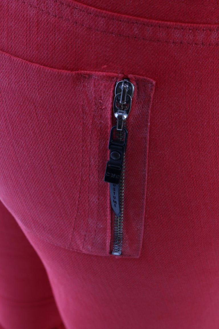 Costume National Red Cotton Stretch Slim Women's Jeans