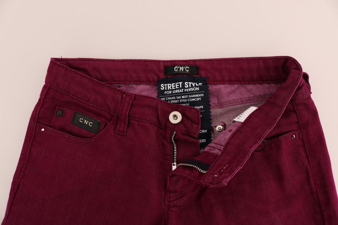 Costume National Red Wash Cotton Stretch Denim Women's Jeans