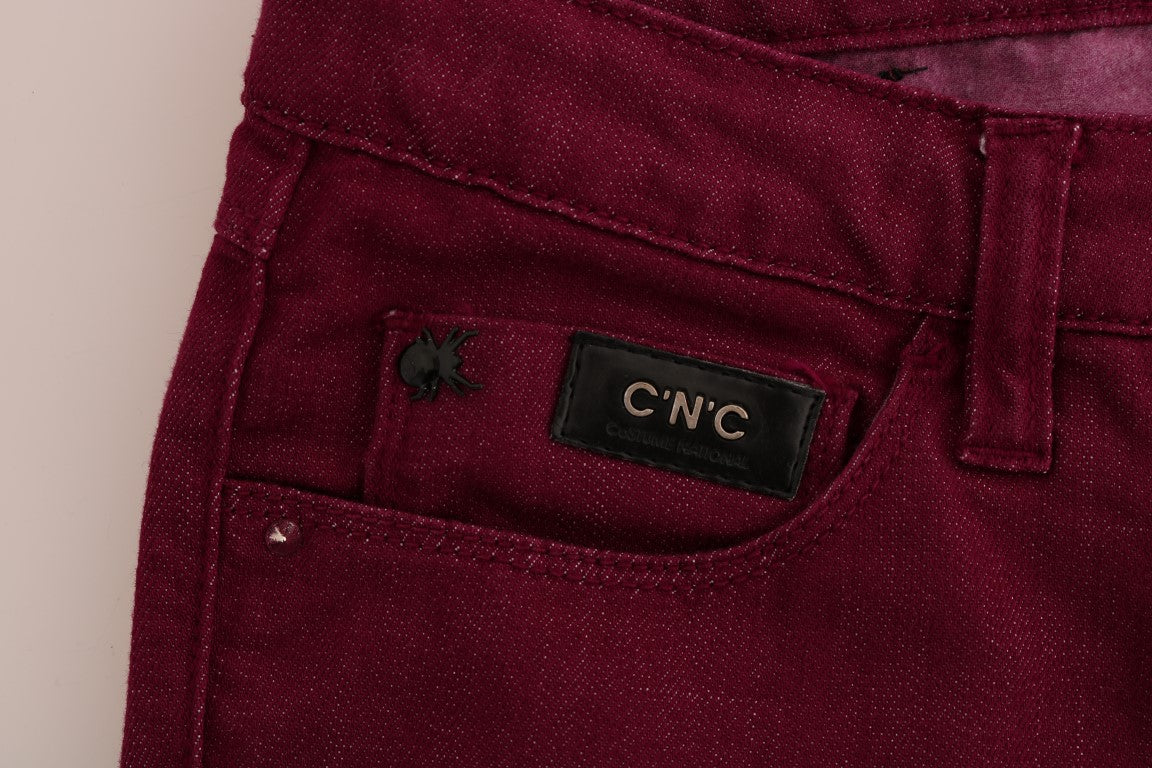 Costume National Red Wash Cotton Stretch Denim Women's Jeans
