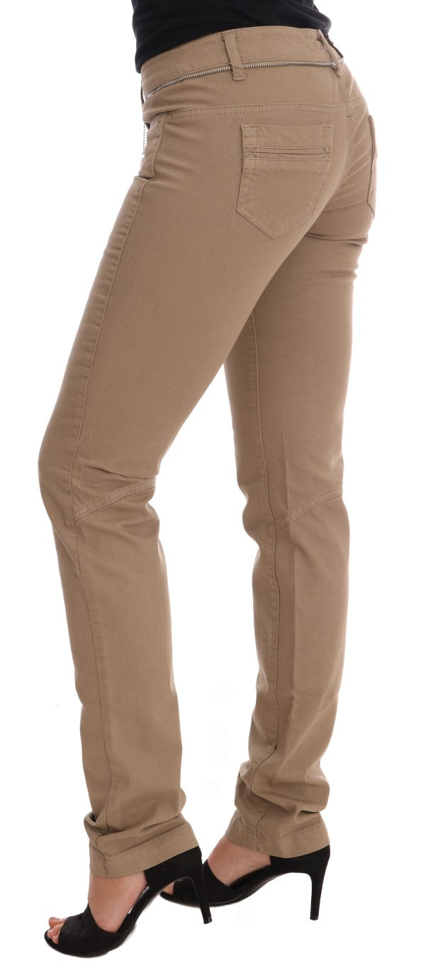 Costume National Beige Cotton Stretch Slim Fit Women's Jeans