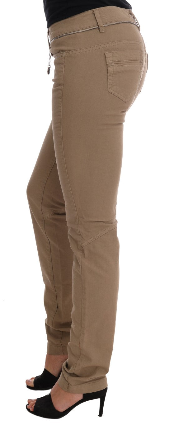 Costume National Beige Cotton Stretch Slim Fit Women's Jeans