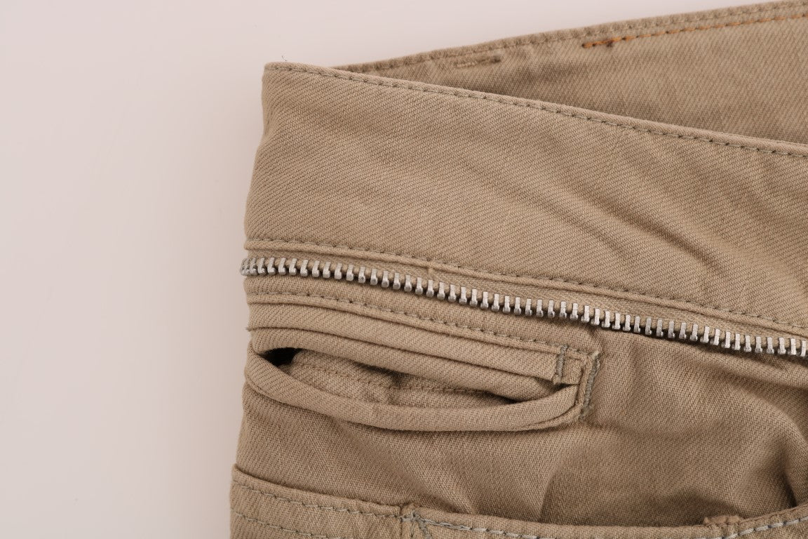 Costume National Beige Cotton Stretch Slim Fit Women's Jeans