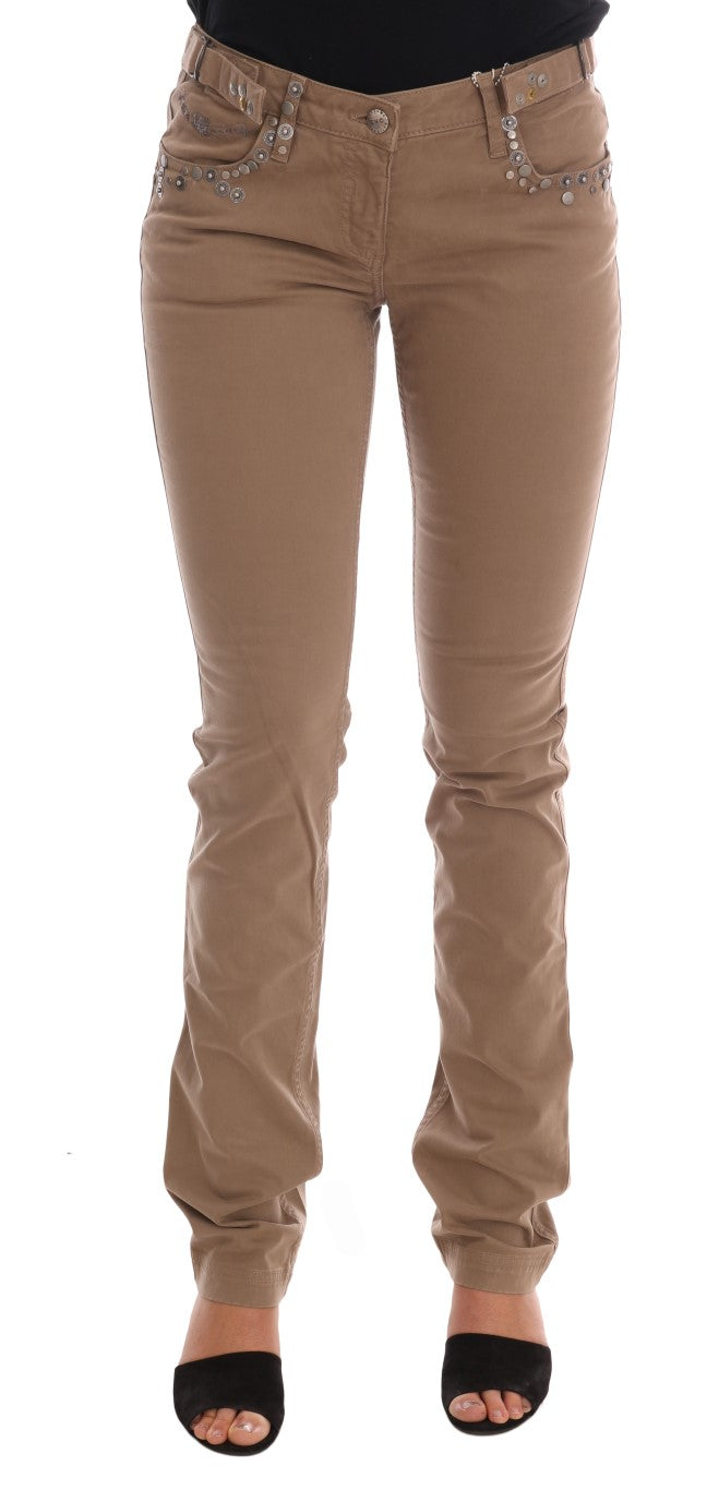 Costume National Beige Cotton Stretch Slim Fit Women's Jeans