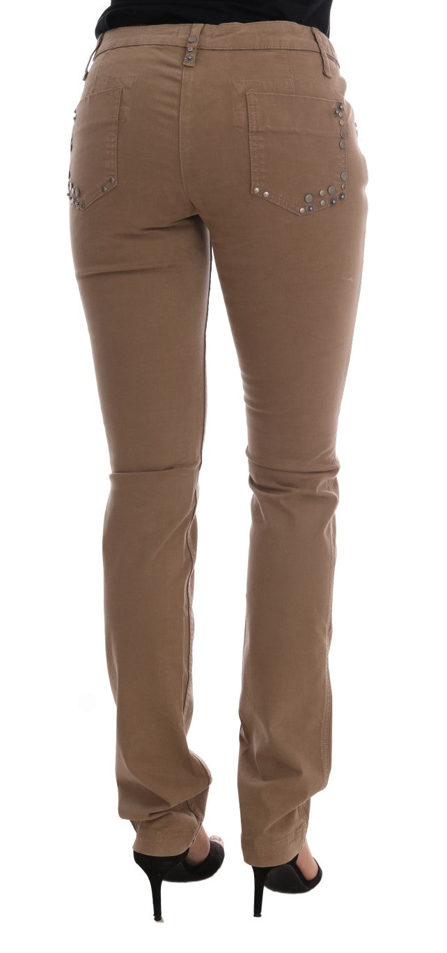 Costume National Beige Cotton Stretch Slim Fit Women's Jeans