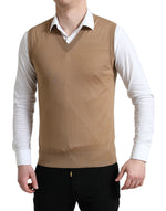 Dolce & Gabbana Elegant Sleeveless V-Neck Wool Men's Sweater