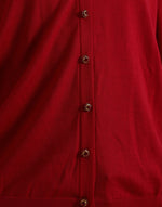 Dolce & Gabbana Elegant Red V-Neck Wool Women's Cardigan