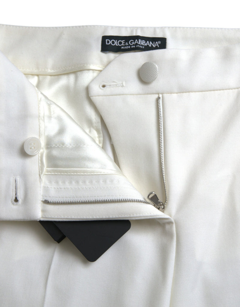 Dolce & Gabbana Elegant White Mid-Waist Tapered Women's Pants