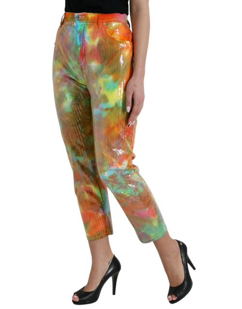 Dolce & Gabbana Multicolor High Waist Cropped Women's Pants