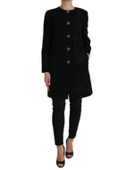 Dolce & Gabbana Elegant Floral Buttoned Wool Trench Women's Coat