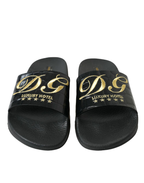 Dolce & Gabbana Black Luxury Hotel Beachwear Sandals Women's Shoes