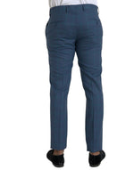 Dolce & Gabbana Blue Checkered Wool Men Dress Men's Pants
