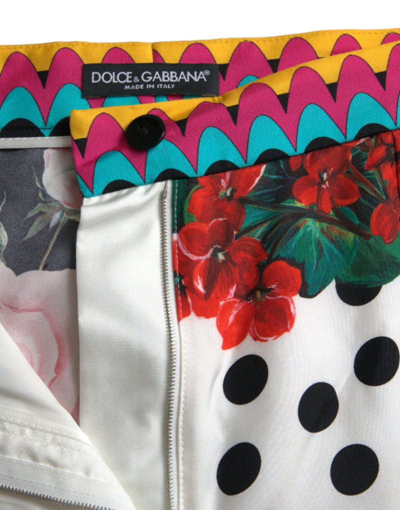 Dolce & Gabbana Multicolor Silk High Waist Hot Women's Pants