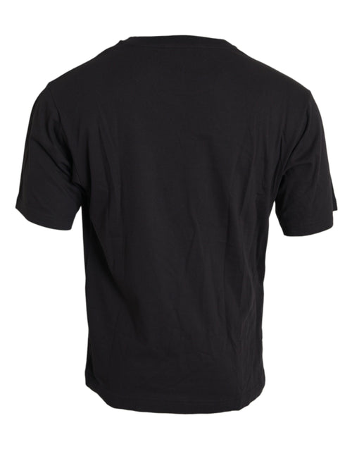 Dolce & Gabbana Black Printed Pocket Cotton Crewneck Men's T-shirt