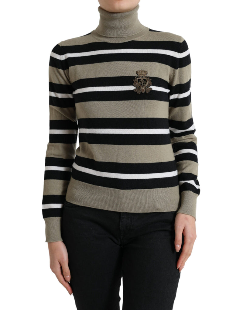 Dolce & Gabbana Multicolor Striped Wool Turtleneck Women's Sweater