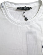 Dolce & Gabbana White Logo Patch Cotton Crew Neck Men's T-shirt