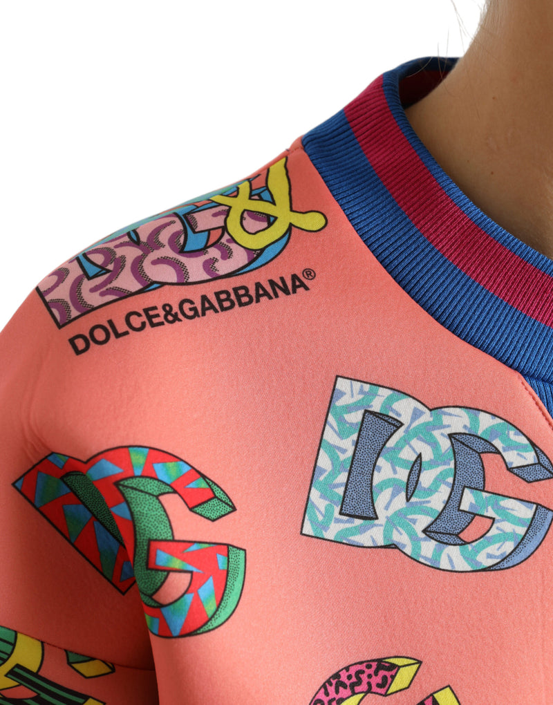 Dolce & Gabbana Salmon Pink Logo Sweater - Crew Neck Women's Elegance