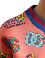 Dolce & Gabbana Salmon Pink Crew Neck Logo Women's Sweatshirt