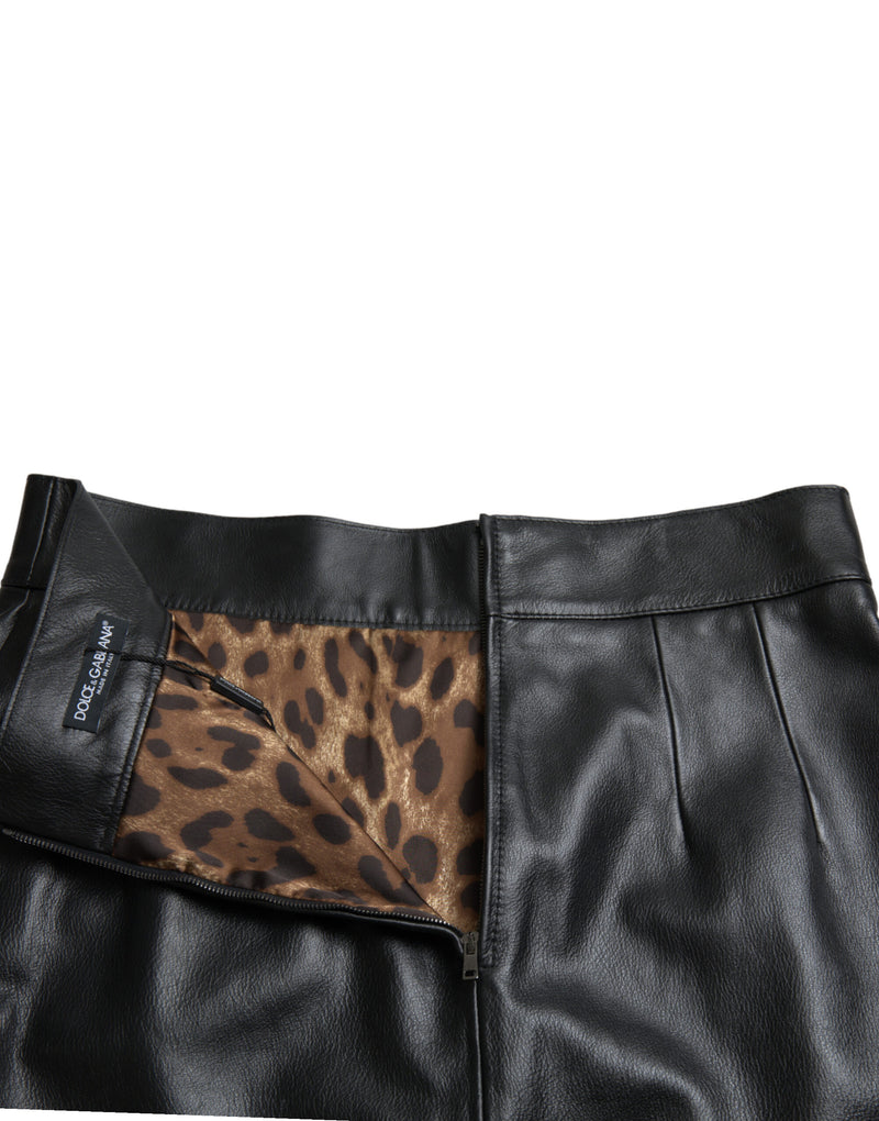 Dolce & Gabbana Elegant High-Waist Leather Mini Women's Skirt